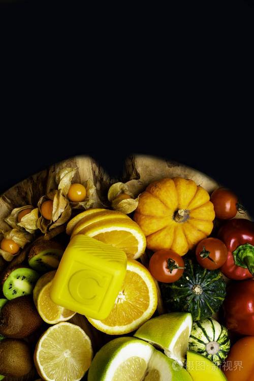 水果和蔬菜中的维生素c富含维生素c的天然产品如橘子柠檬胡椒猕猴桃